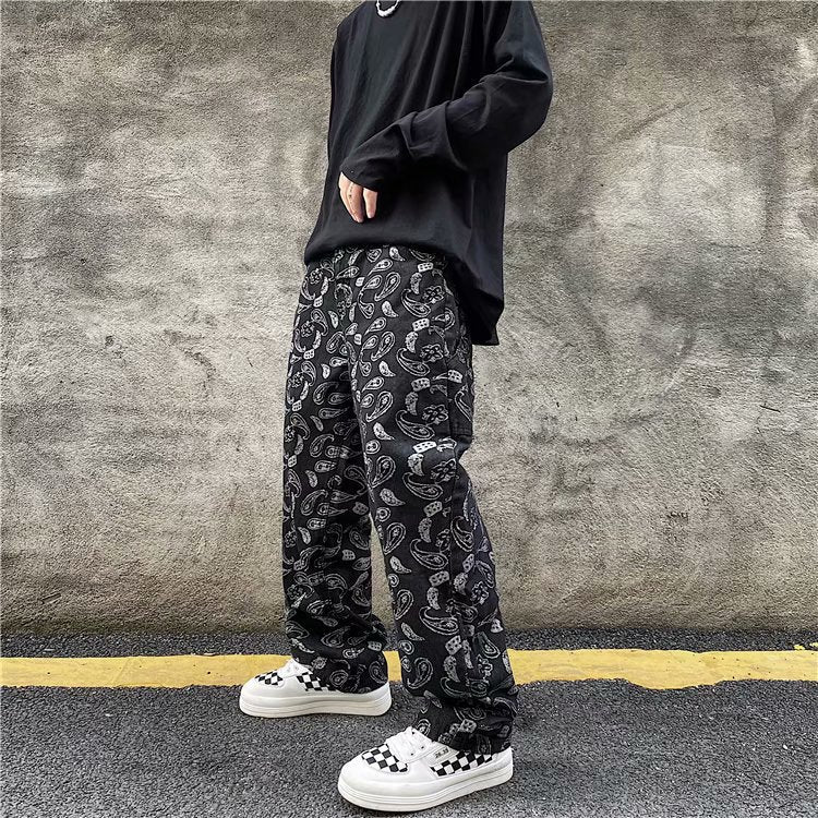 Trendy Japanese Straight Leg Loose Jeans for Men