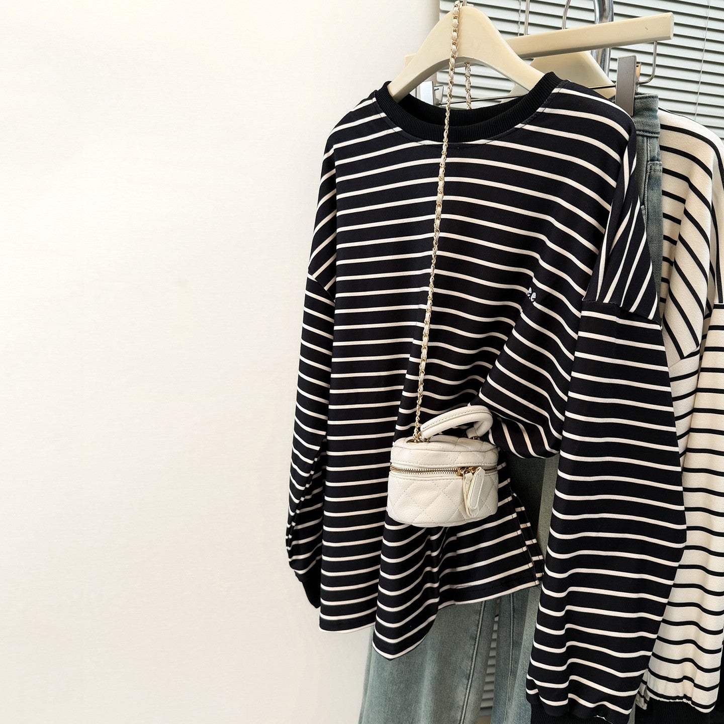 Chic Casual Striped Long Sleeve Warm Loose Fit Top for Women