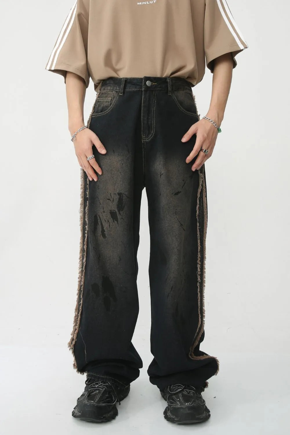 Playful Raw Edge Mid Rise Men's Jeans