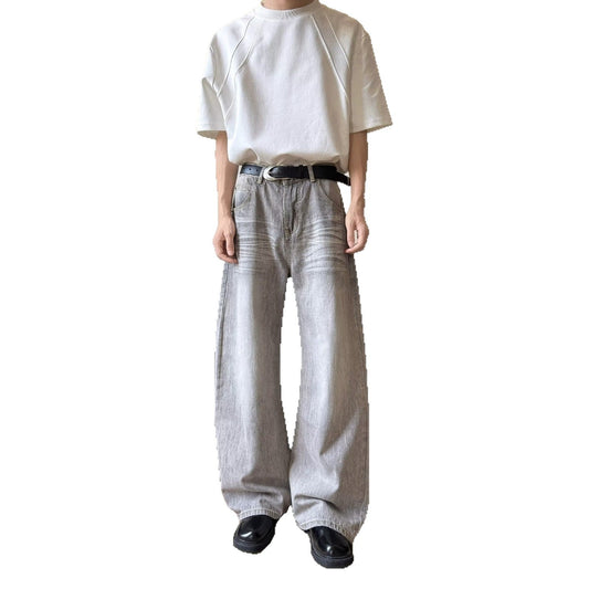 Loose Slimming Straight Leg Pants - Ash Gray