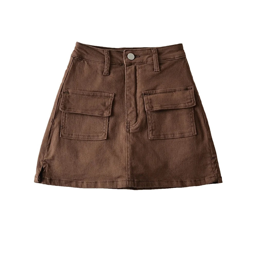 A-Line Denim Mini Skirt and Half Skirt