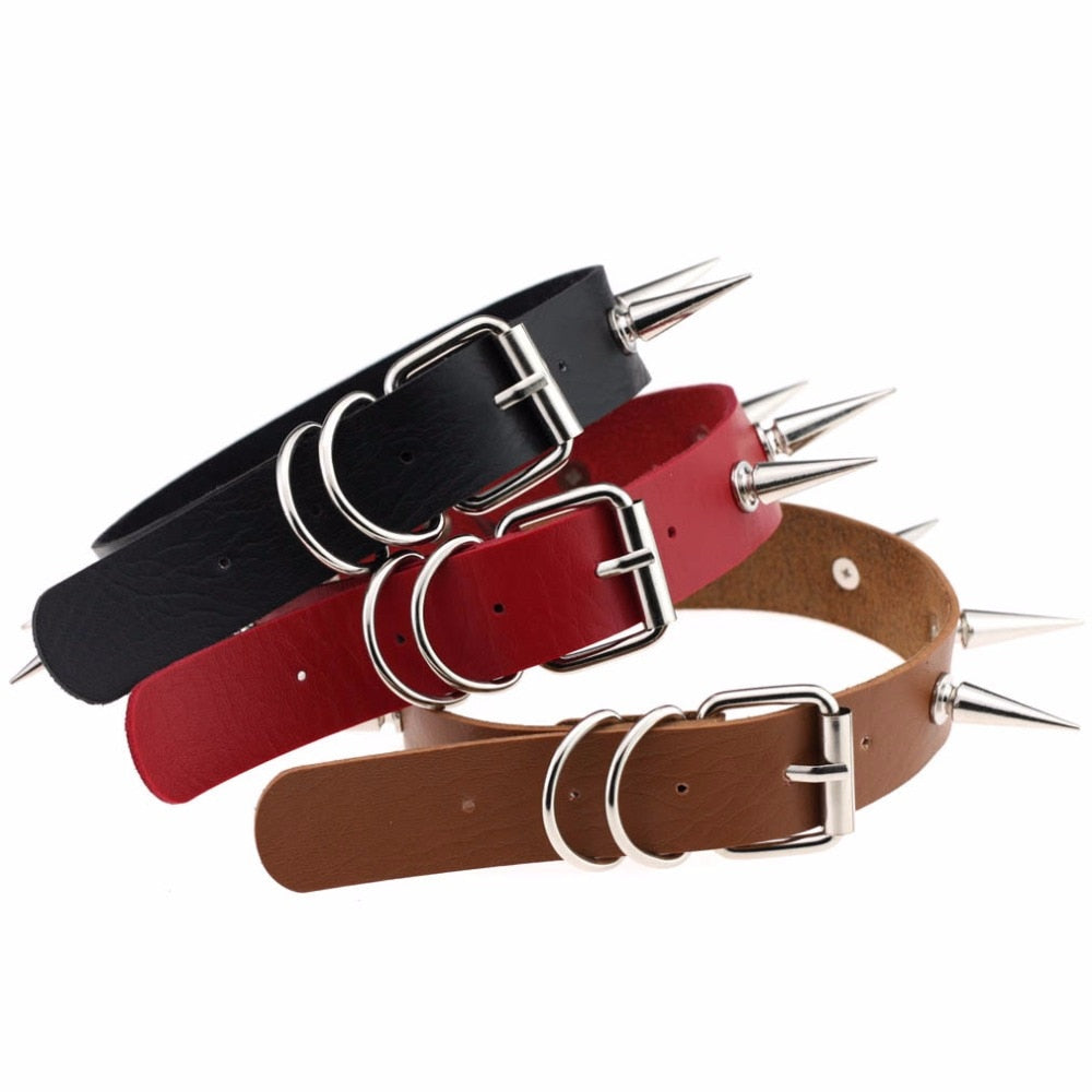 Gothic Black Spike Choker Belt for Women