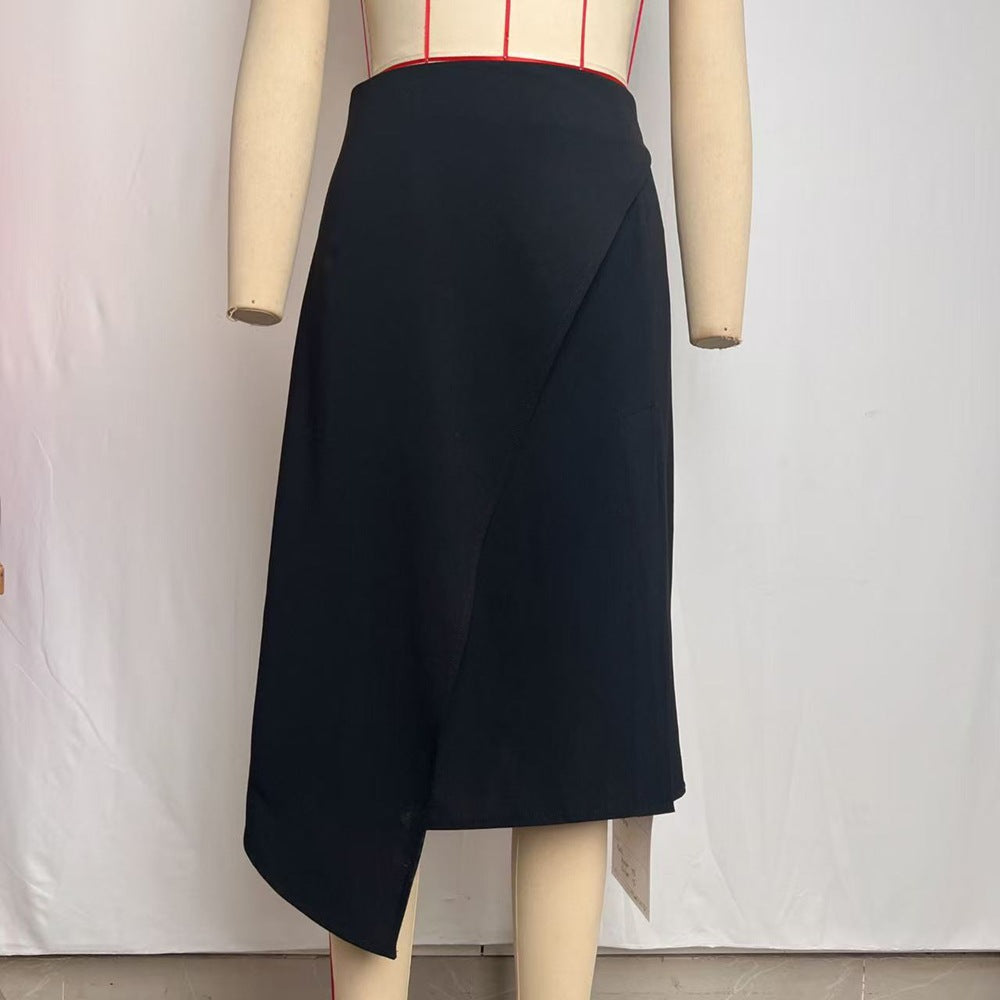 High-Waisted Irregular Slit Women's Half Skirt