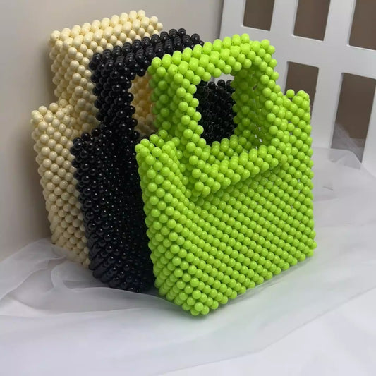 Handmade Green Acrylic Tote Bag with Beads - Harajuku Style
