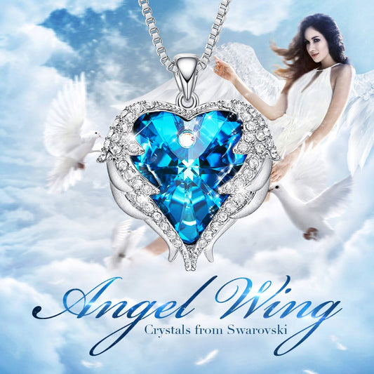 Harajuku Angel Wings Necklace with Swarovski Crystals