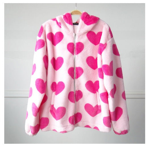 Playful Bear Hooded Plush Sweater for Women