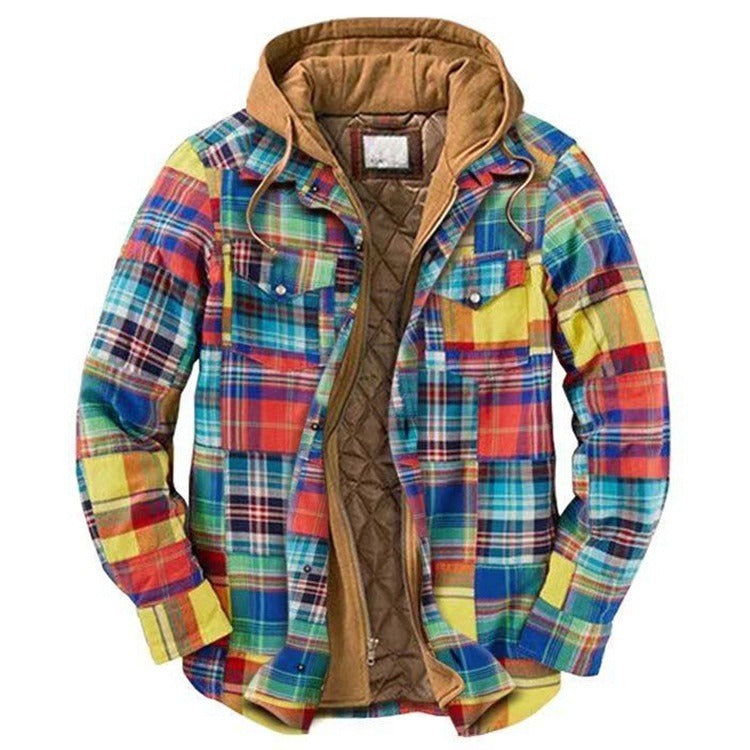 Men's Harajuku Plaid Jacket - Cotton 3D Printed Coat