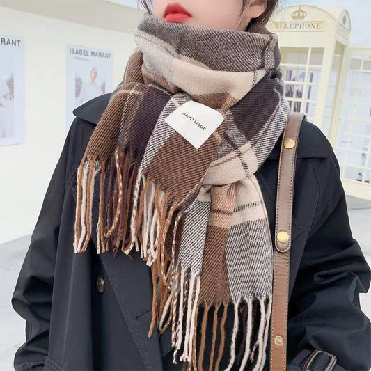 Harajuku Style Plaid Scarf - Warm & Cozy for Couples