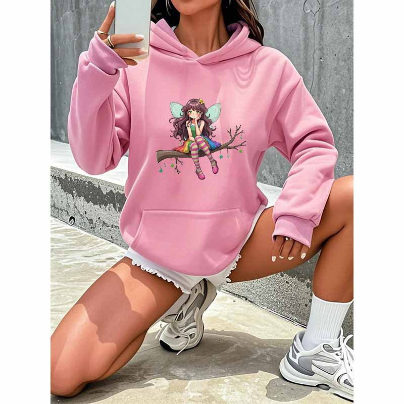 Cartoon Fairy Hooded Sweatshirt - Playful Harajuku Style