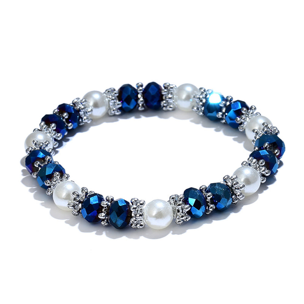 Colorful Rhinestone and Faux Pearl Charm Bracelet for Women