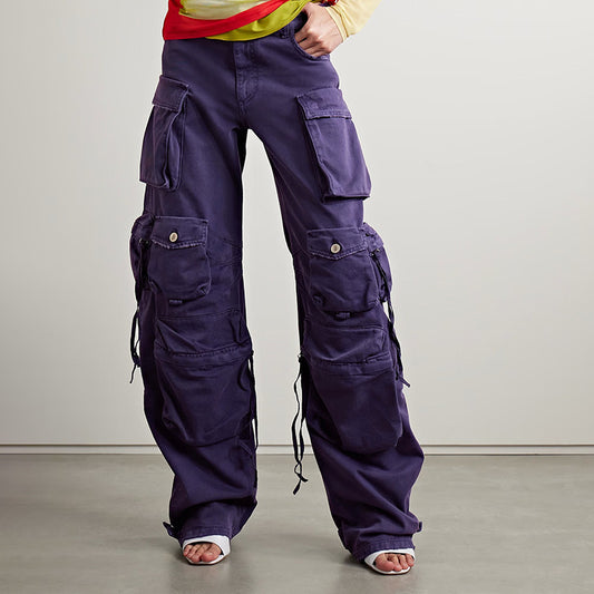 Harajuku Street Style Multi Pocket High Waist Denim Jeans