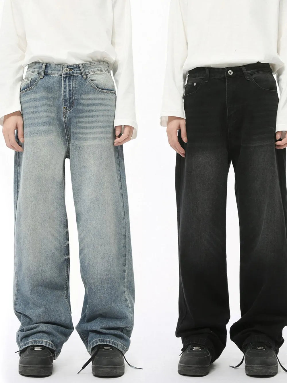 High Rise Wide Leg Casual Jeans - Harajuku Style