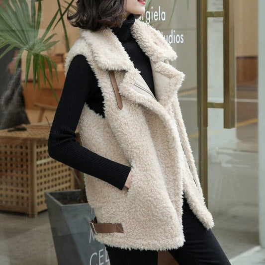 Korean Style Thickened Lamb Wool Vest for Students