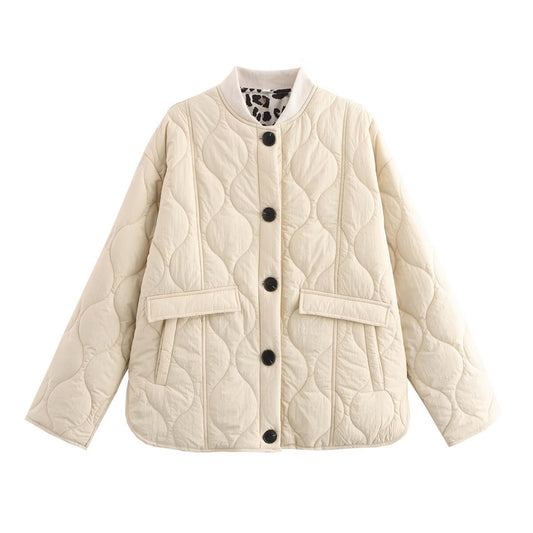Harajuku Style Leopard Print Cotton Jacket