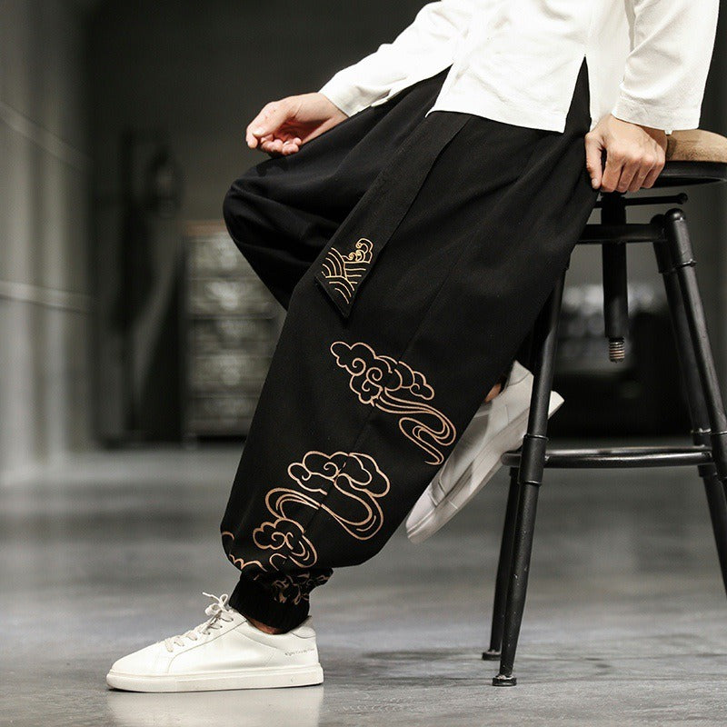 Playful Harajuku Style Minimalist Printed Lantern Pants