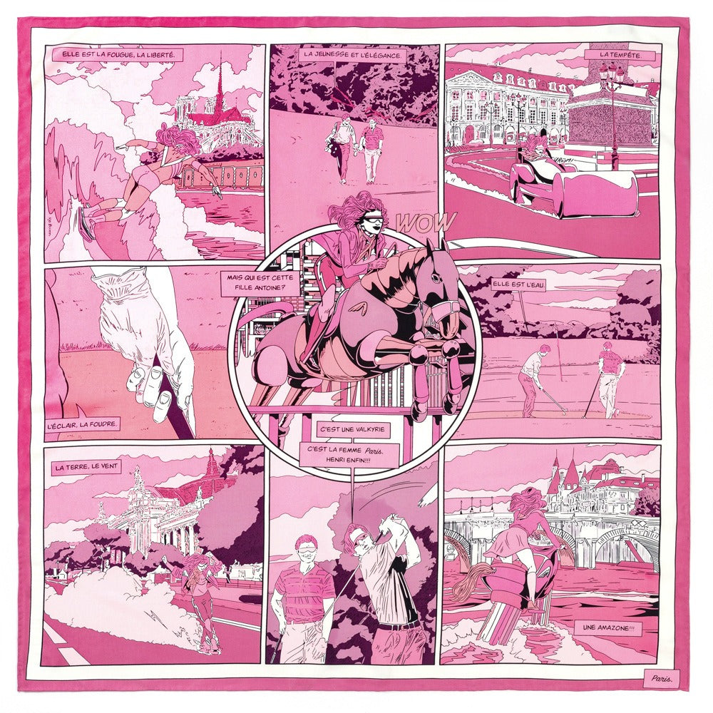 Twill Square Scarf with Sports Picture Print