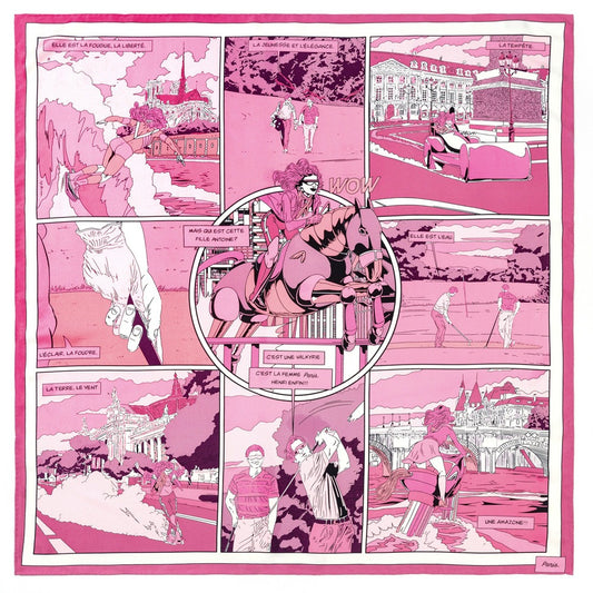 Twill Square Scarf with Sports Picture Print