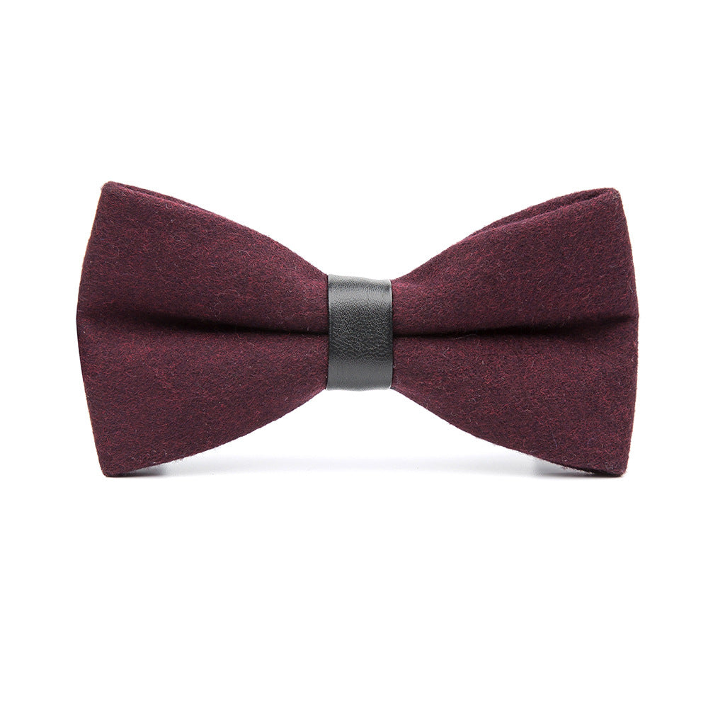 Men's Bow Knot Solid Color Wool Bow Tie