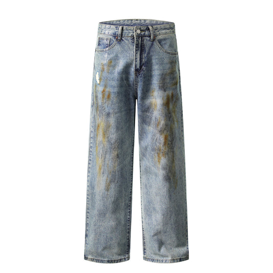 Unisex Washed Distressed Denim Pants