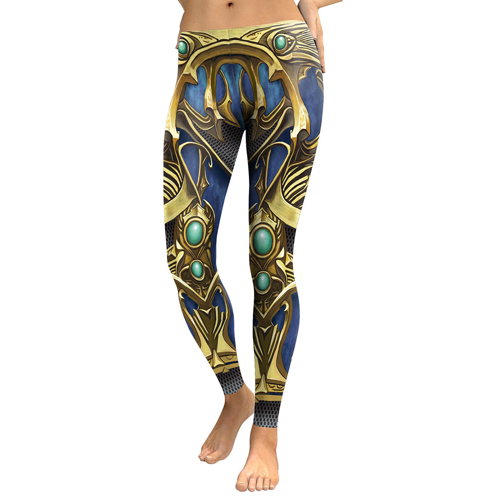Women's Armor Digital Print Sapphire Metal Fitness Workout Leggings