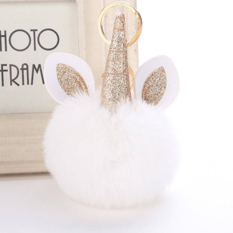 Unicorn PomPom Keychain