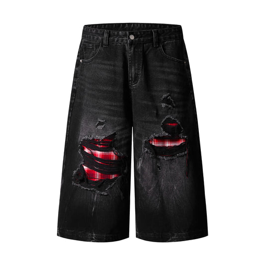 Streetwear High-Street Distressed Colorblock Jeans
