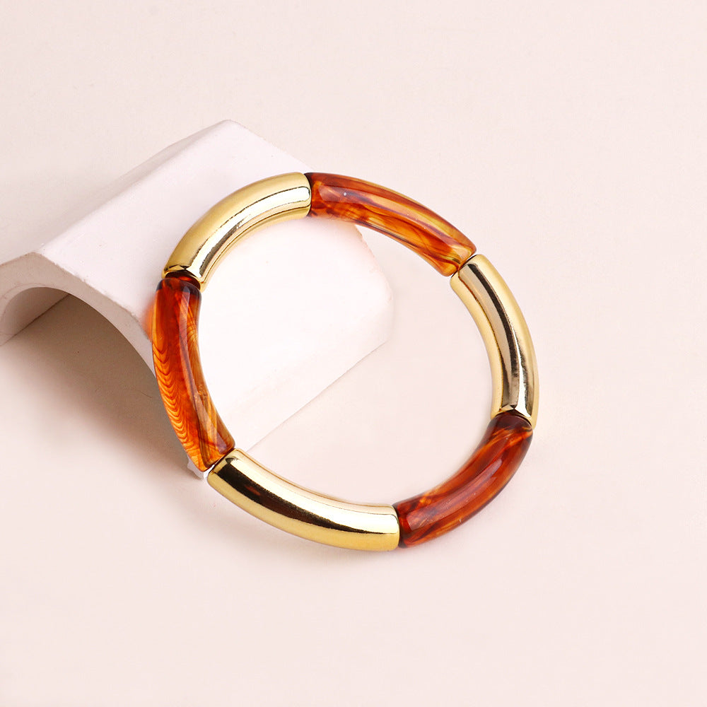 Harajuku Style Double Color Tube Bead Elastic Bracelet