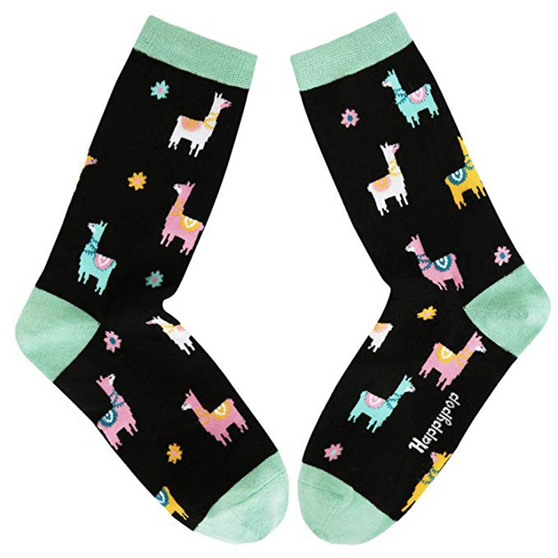 Playful Alpaca Cartoon Women's Tube Socks