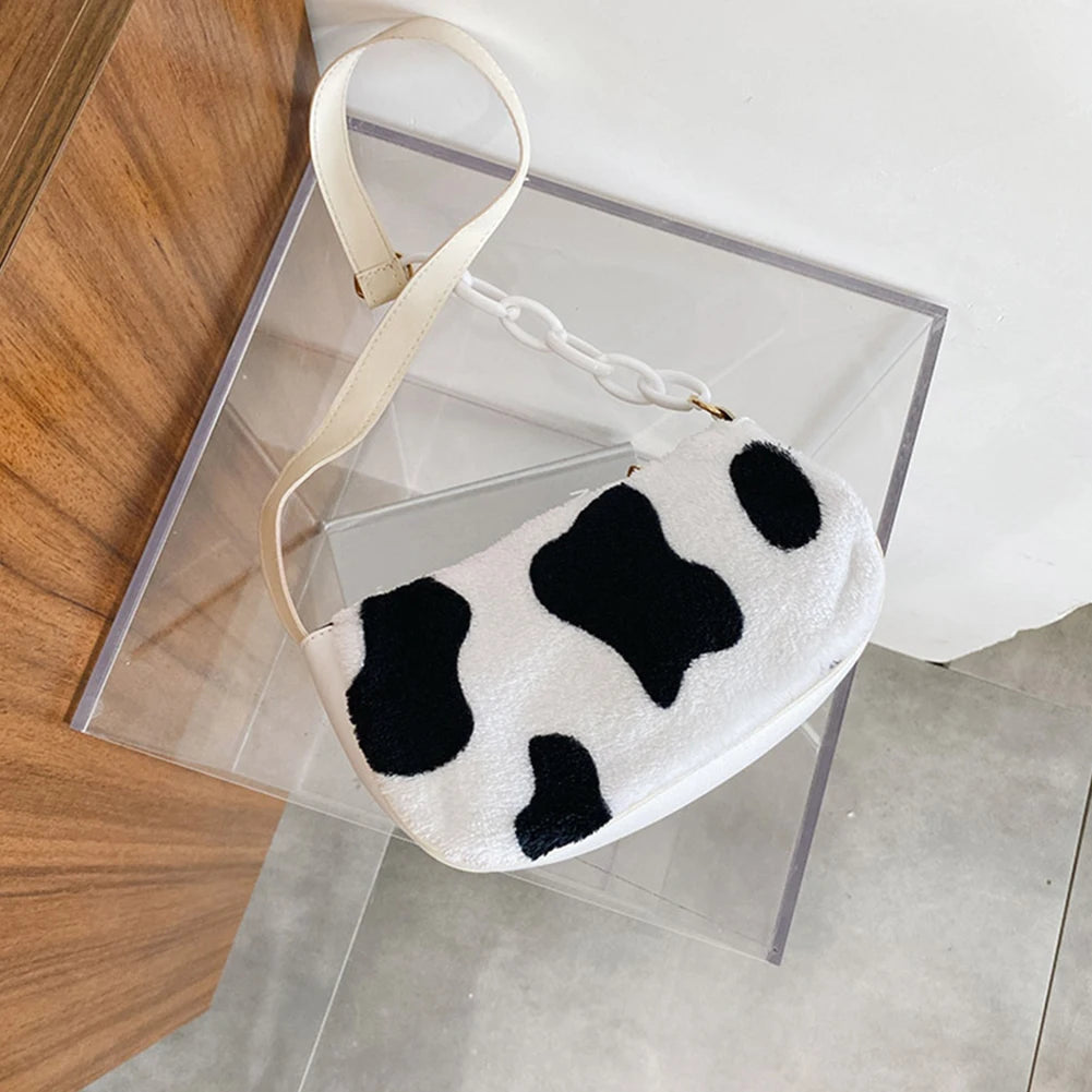Playful Cow Milk Print Handbag Tote for Women