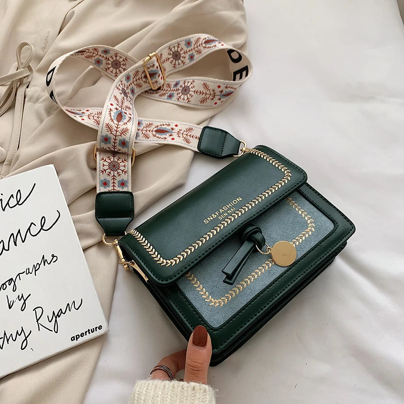 Playful Contrast Color Leather Crossbody Bag