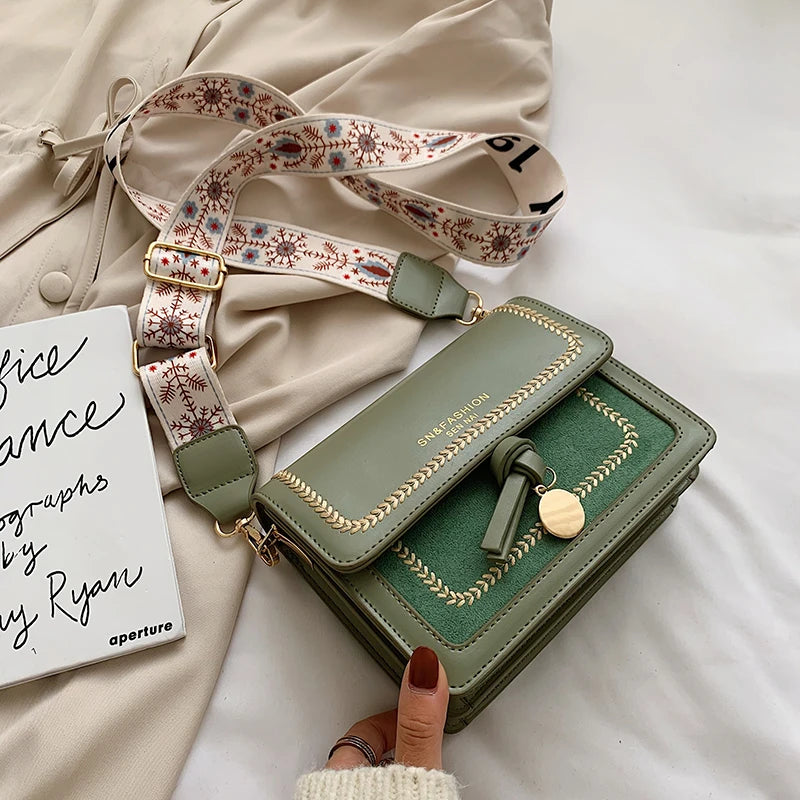 Playful Contrast Color Leather Crossbody Bag