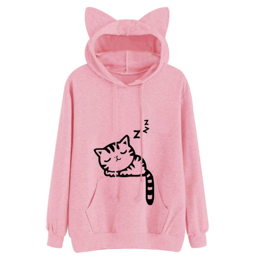 Kawaii Pink Cat Hoodie - Harajuku Style Sweatshirt