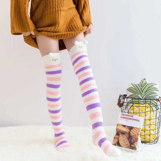 Harajuku Style Cat Claw Coral Fleece Socks