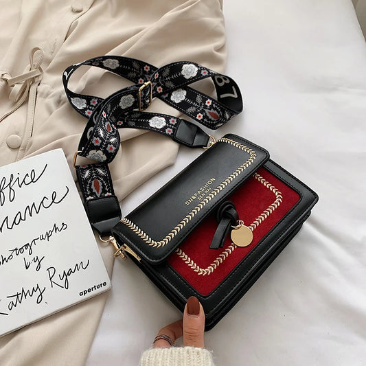 Playful Contrast Color Leather Crossbody Bag