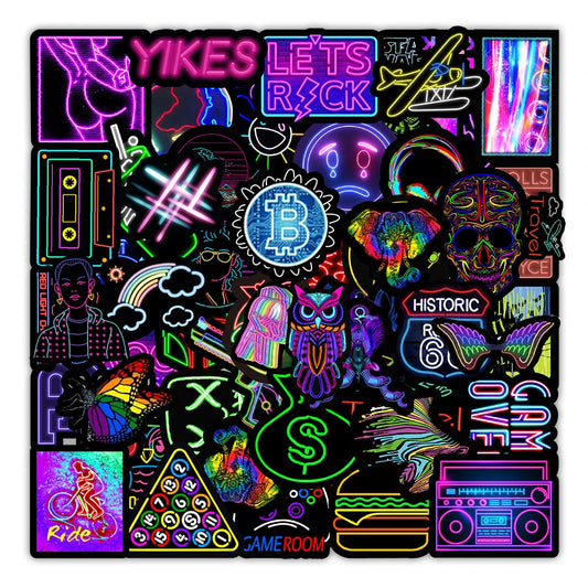 Cartoon Neon Light Graffiti Stickers