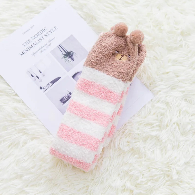 Harajuku Style Cat Claw Coral Fleece Socks