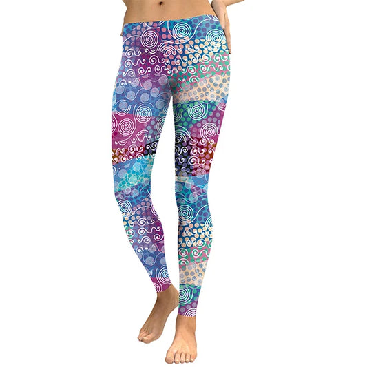 Women Leggings Colorful Dot Digital Print Pants