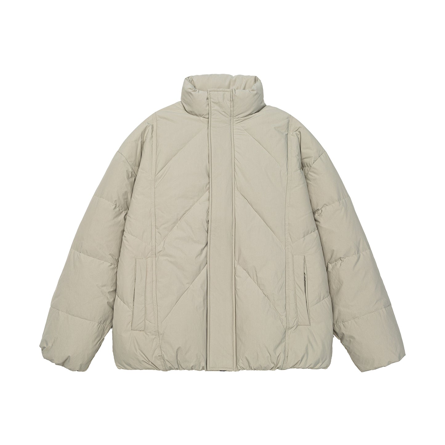 Stand-Collar Down Jacket with Tie-Dye Design