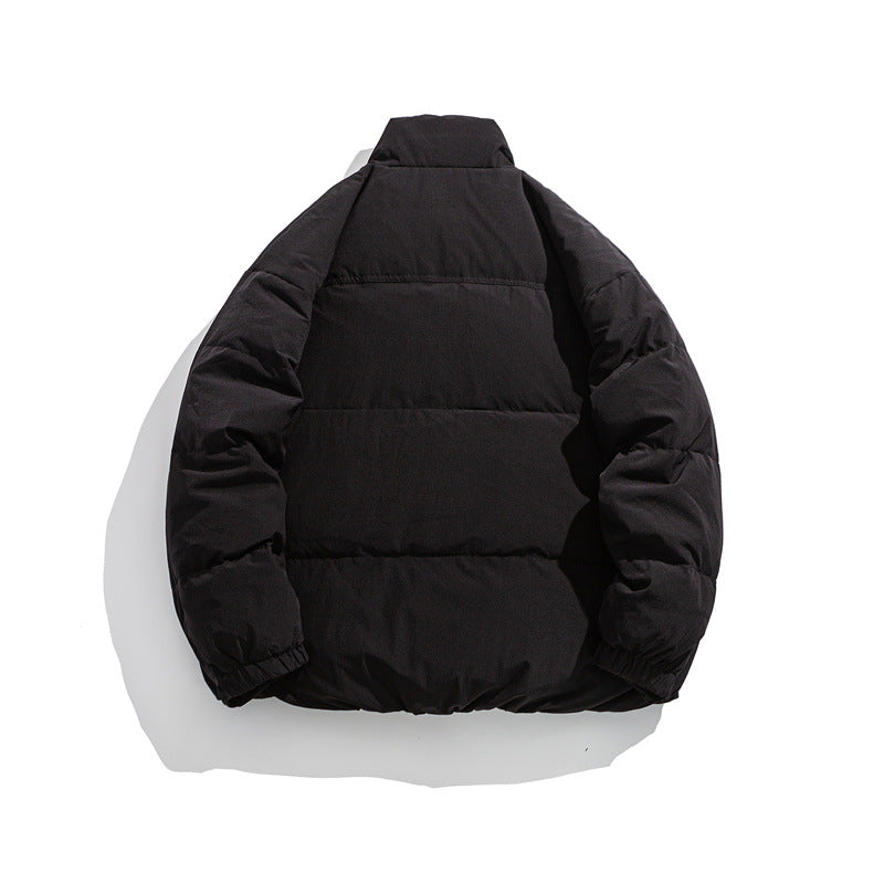 Simple Stand-Up Collar Puffer Down Jacket - White Duck Down Coat