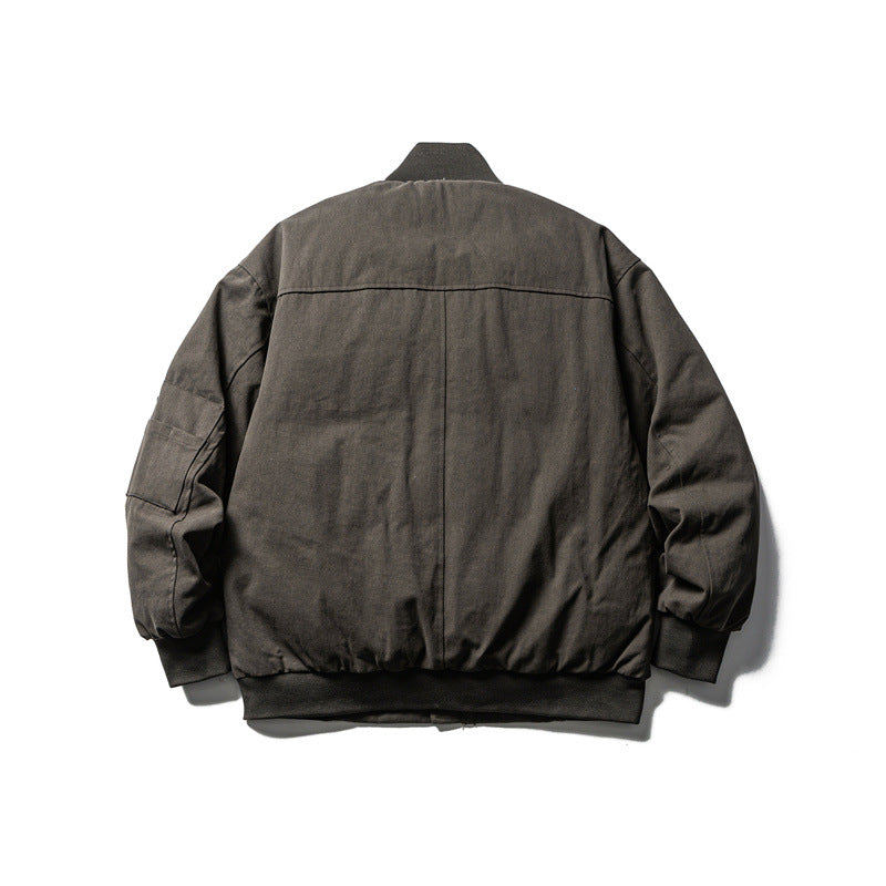 Men's Casual Down Jacket with Baseball Collar - Warm Outerwear