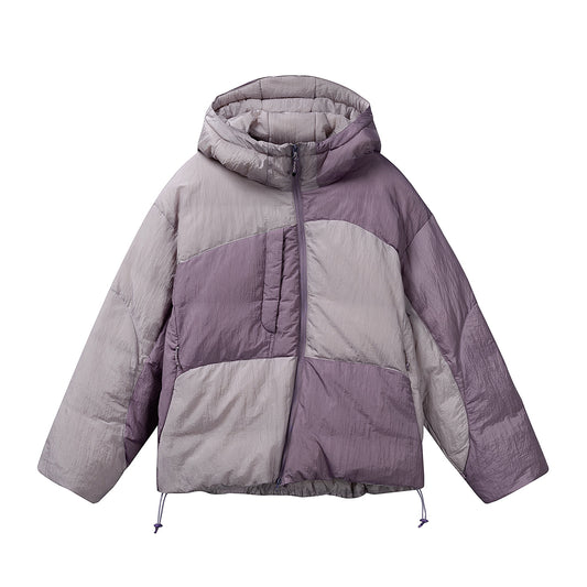 Zipper Stand-up Collar Down Jacket with Asymmetrical Design, Casual Warm