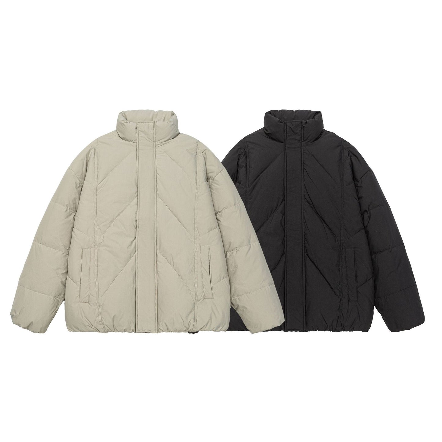 Stand-Collar Down Jacket with Tie-Dye Design
