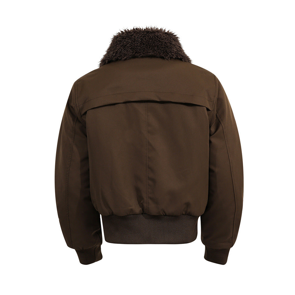 Retro Men's Cotton Coat with Large Pockets, Patchwork Design,  Brand, Loose Fit, Versatile Outerwear Top