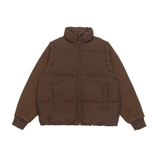 Removable Patchwork Stand Collar Down Jacket Coat