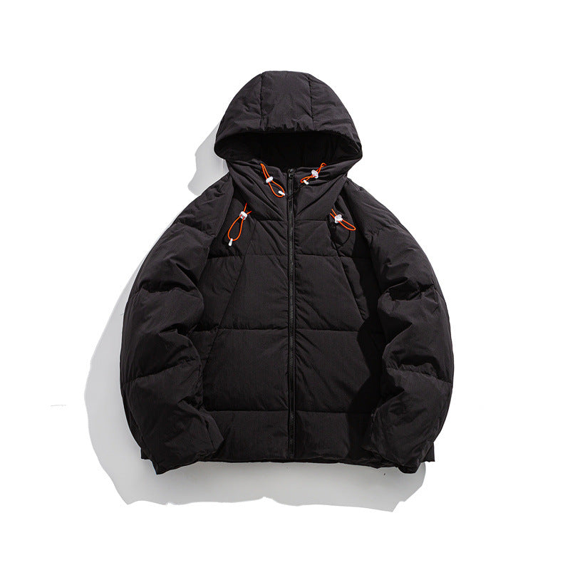 Men's Warm Hooded Down Jacket with Loose Fit