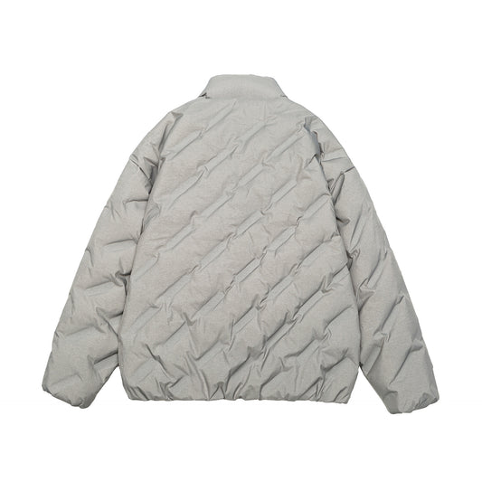Printed Lightweight Down Stand Collar Jacket