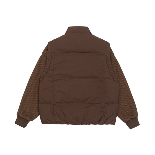 Removable Patchwork Stand Collar Down Jacket Coat