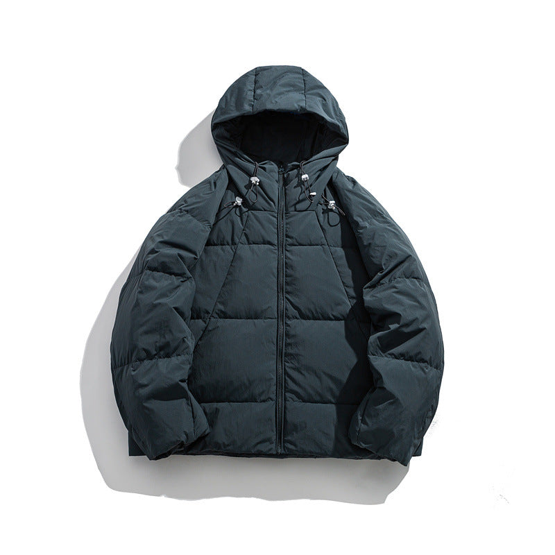 Men's Warm Hooded Down Jacket with Loose Fit