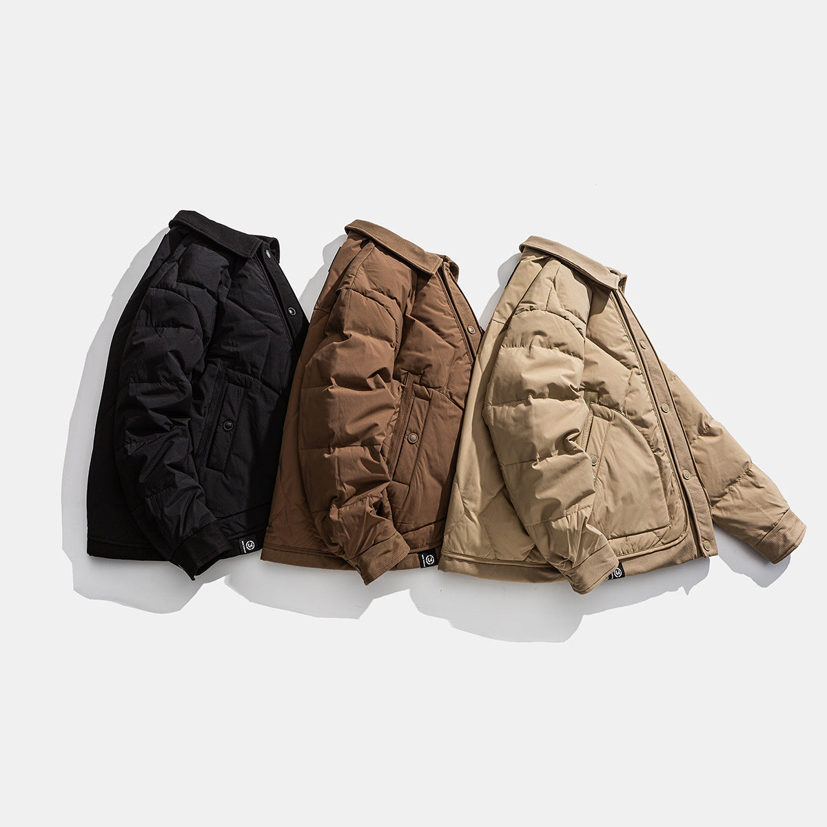 Streetwear Solid Color Zipper Flip Collar Regular Fit Down Jacket
