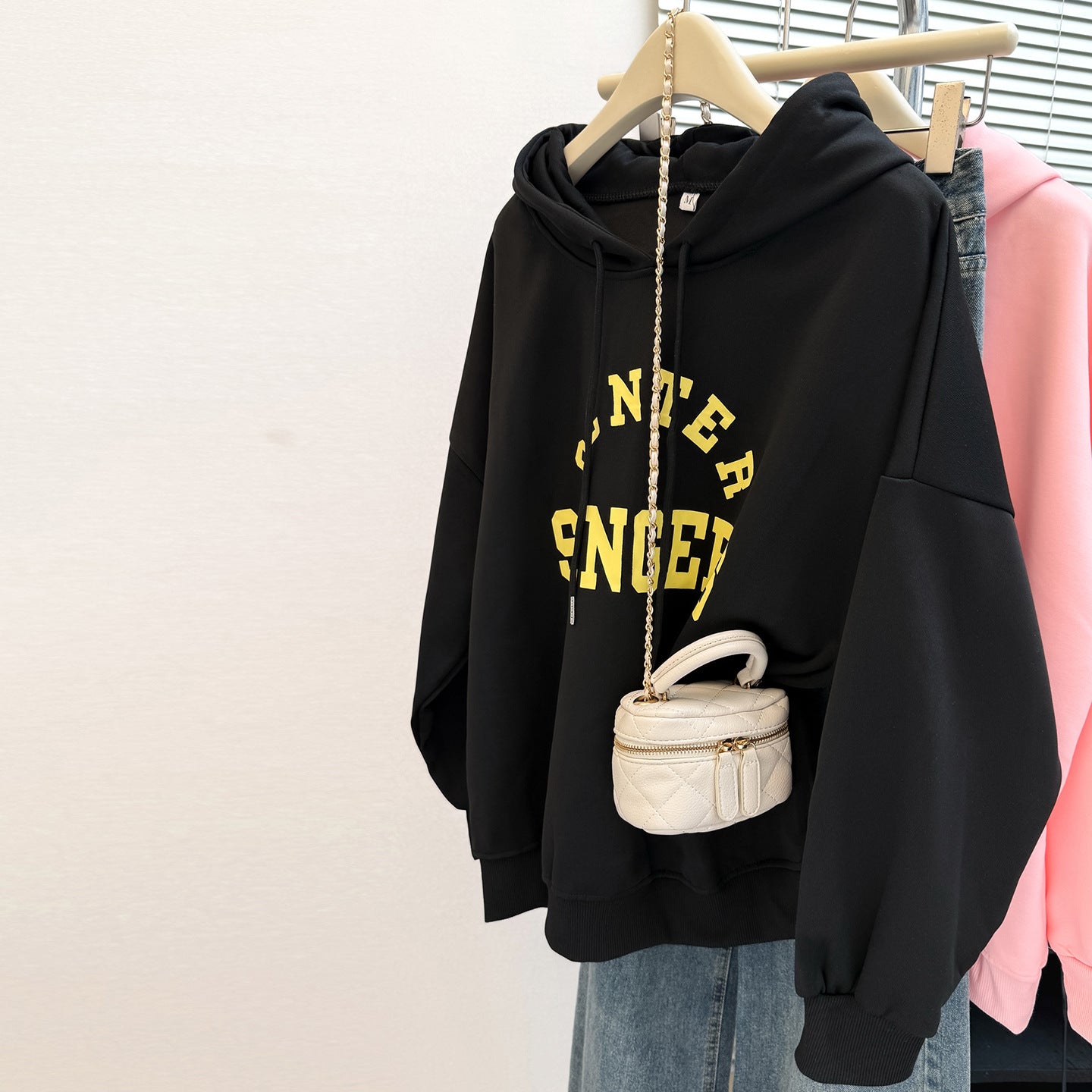 Vintage Hooded Sweatshirt for Women - Lightweight Loose Hoodie Fleece-Lined